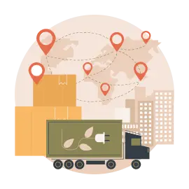 Logistics and global supply chain illustration