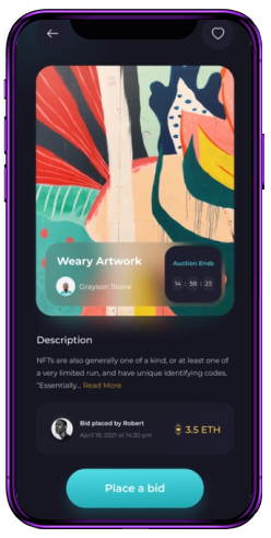 NFT Marketplace Platform Mobile Screen - Digital Assets Trading