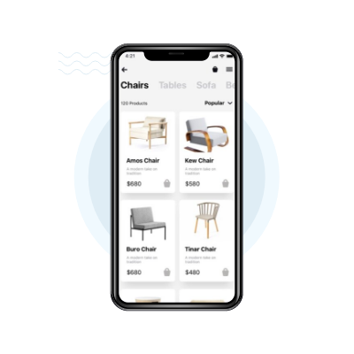 Marketplace App User Panel Interface - Browse and Shop Features