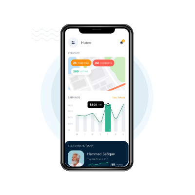 Screenshot of the fleet management user panel (for drivers)