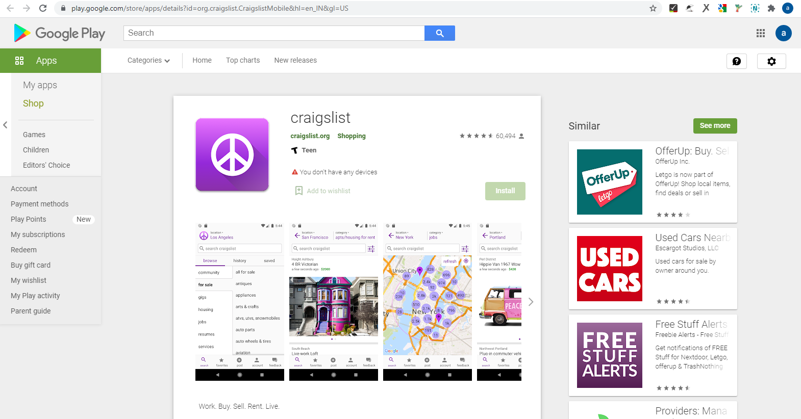 Install Craigslist App