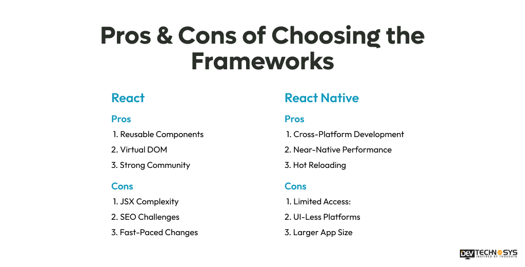 Pros & Cons of Choosing the Frameworks
