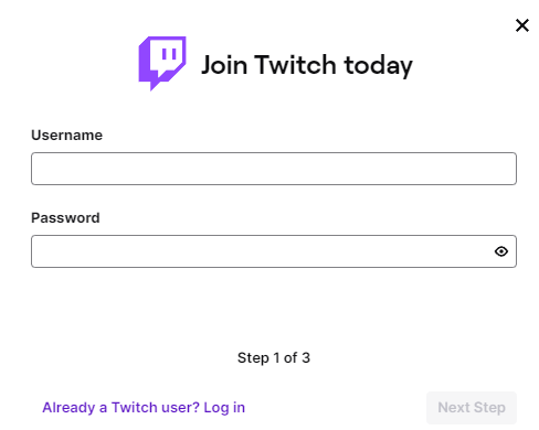 Creating an Account with Twitch