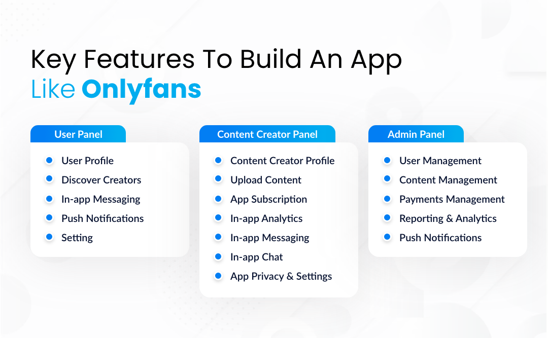 Key Features to Build An App Like OnlyFans