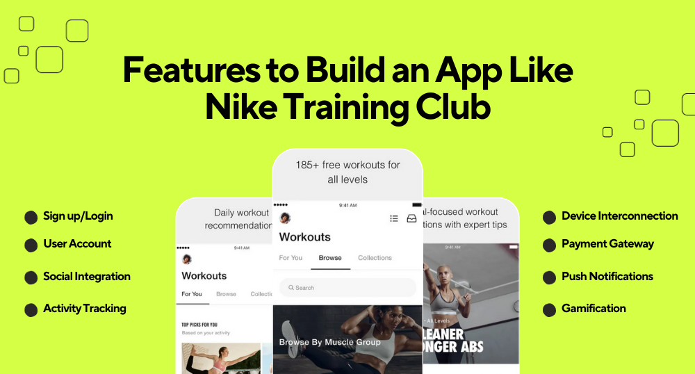 Features to Build an App Like Nike Training Club