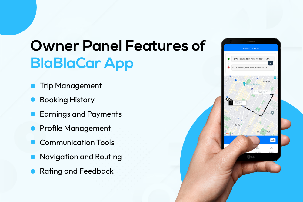 Owner Panel Features of BlaBlaCar App