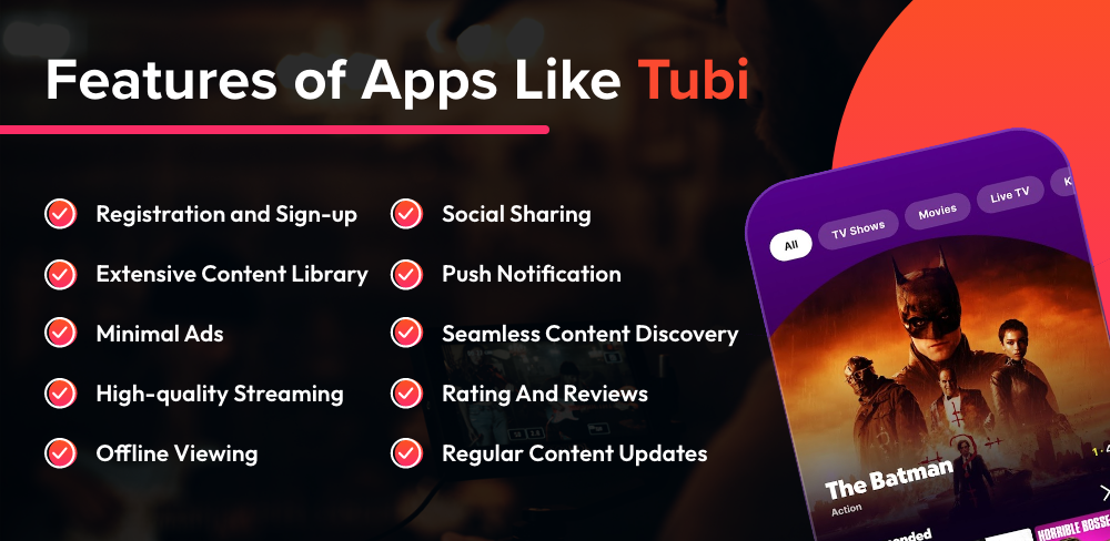 Features of Apps Like Tubi