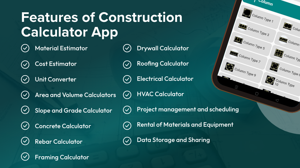 Features of Construction Calculator App