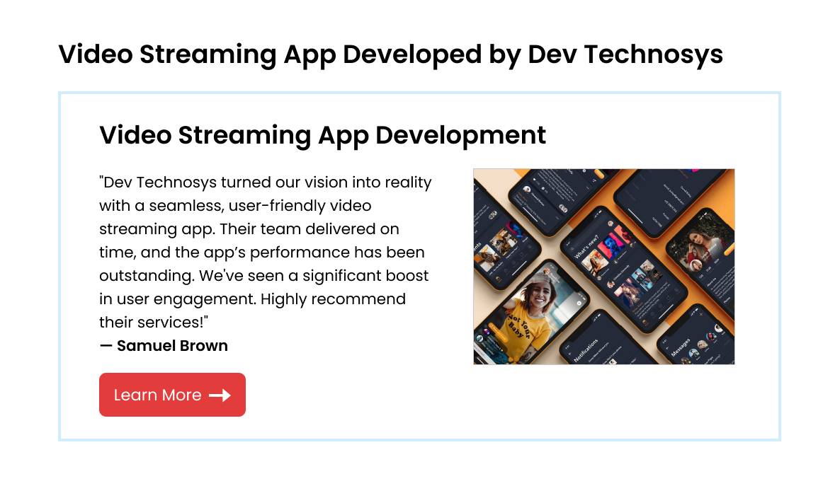 Testimonial Develop An App Like ViX