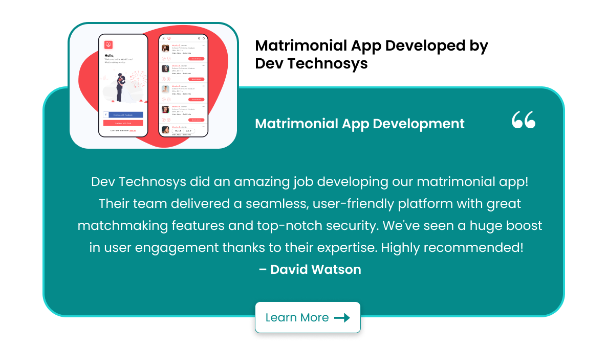 Testimonial Metrimonial app development