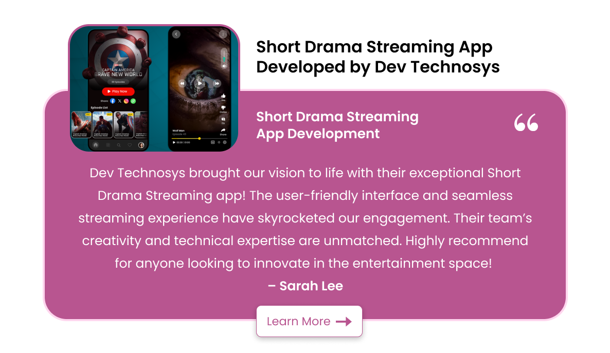 Testimonial develop an app like reelshort