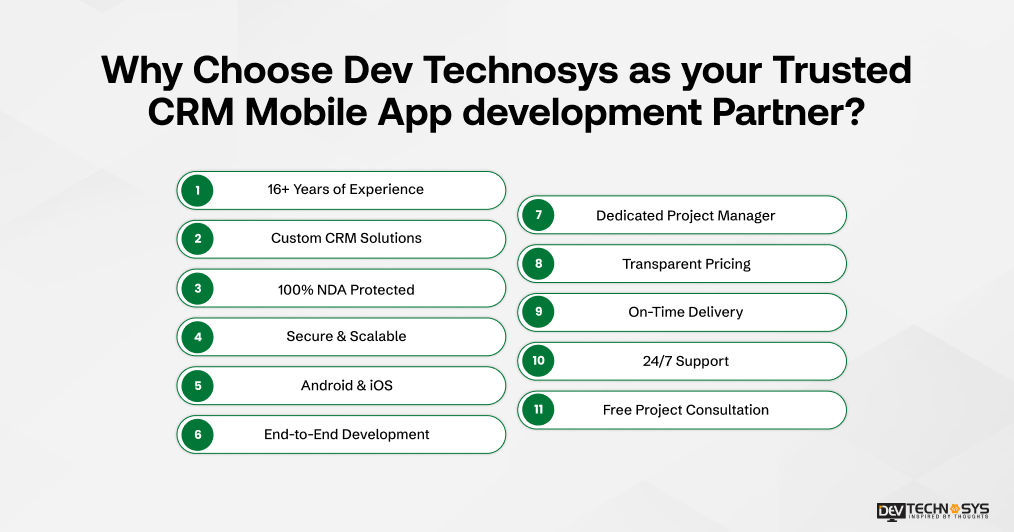 Why choose dev technosys as your trusted CRM Mobile app Development Partner